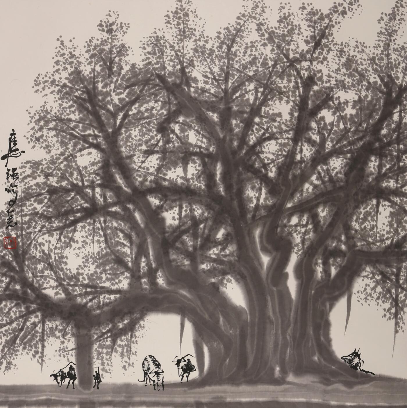 合拍寒食雅集-中国书画 杜应强 榕树 68×98cm