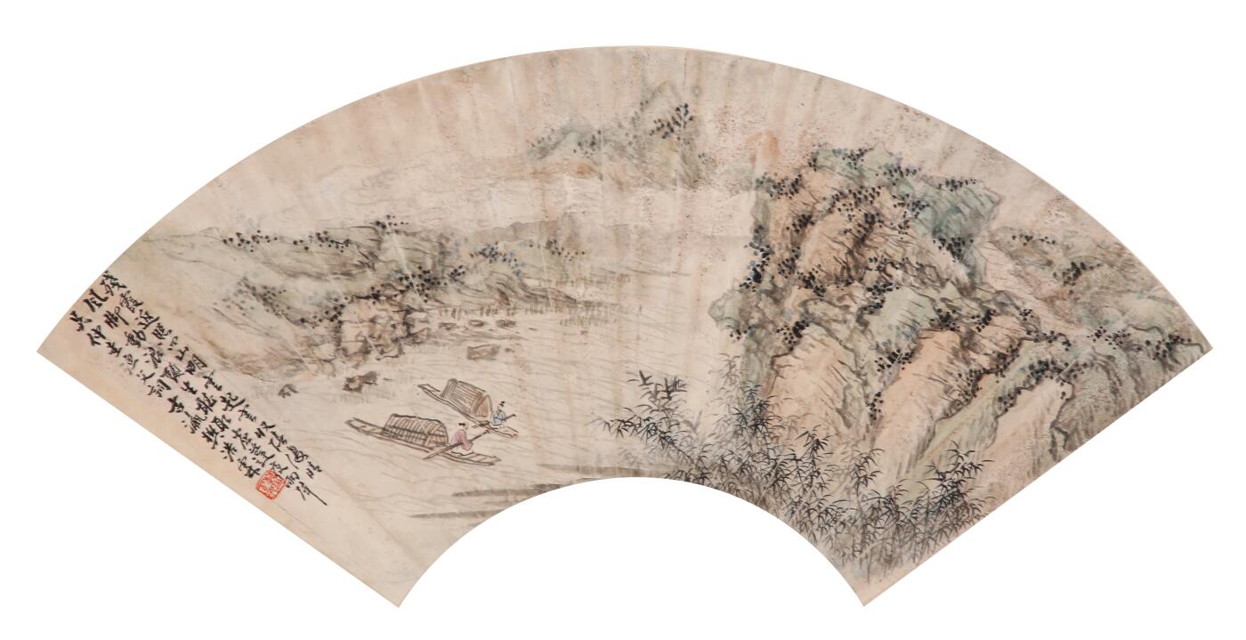 合拍寒食雅集-中国书画 樊浩霖 山水扇面 18×50cm