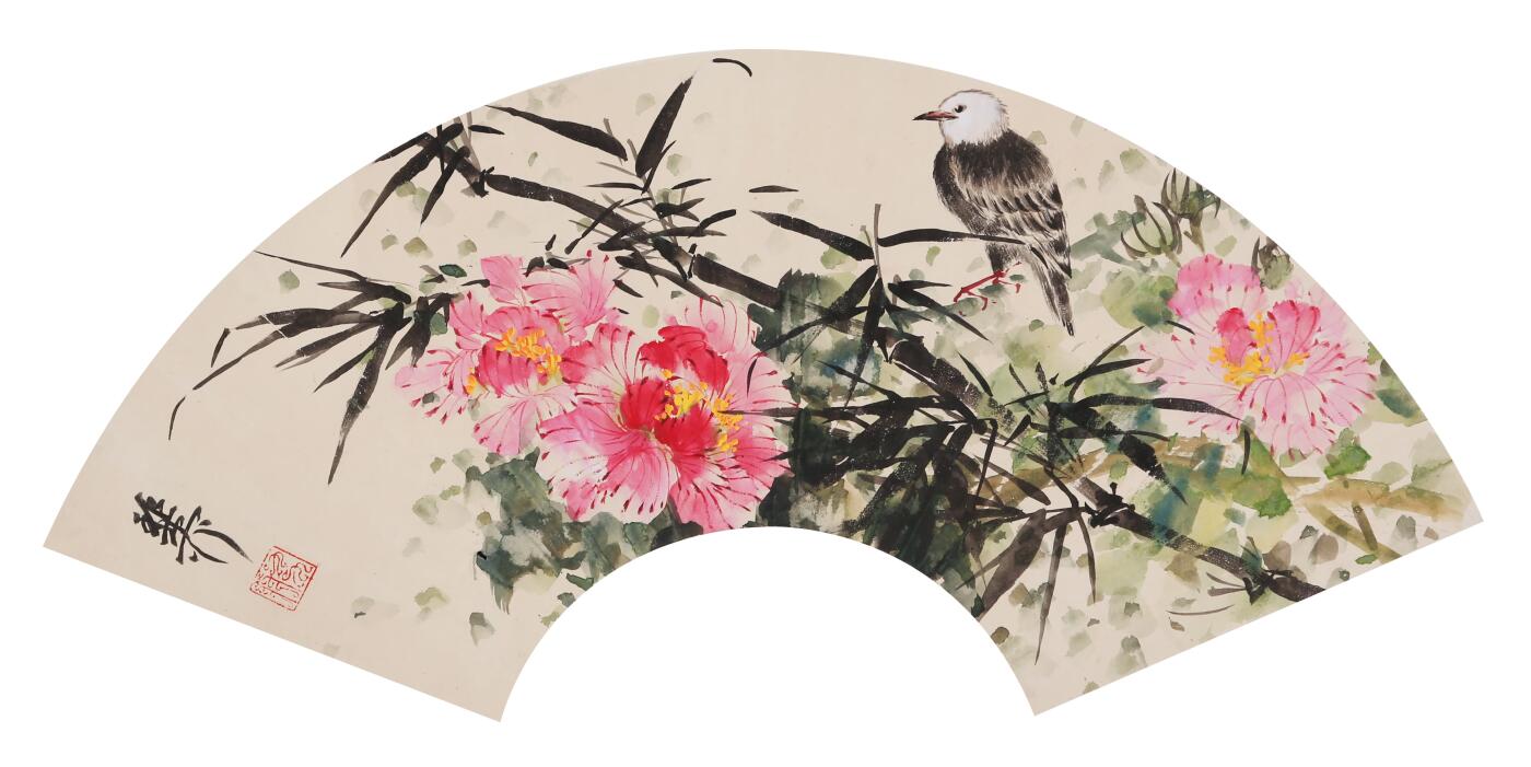 合拍寒食雅集-中国书画 谢稚柳 花鸟扇面 18×55cm