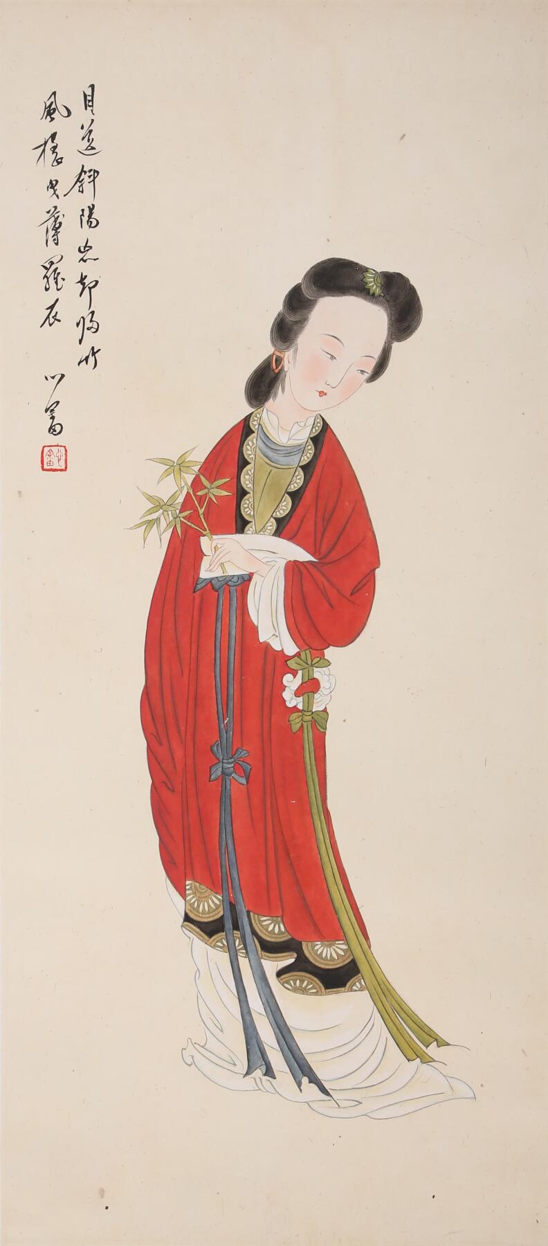 合拍寒食雅集-中国书画 溥儒 仕女 65×29cm