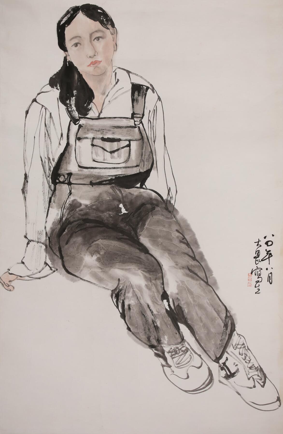 合拍寒食雅集-中国书画 施大畏 少女 103×67cm