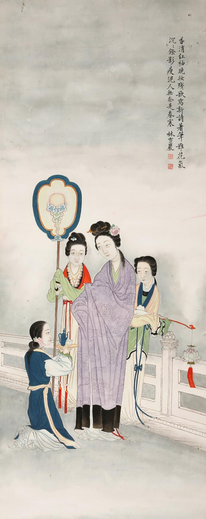 合拍寒食雅集-中国书画 林雪严 人物 96×32cm