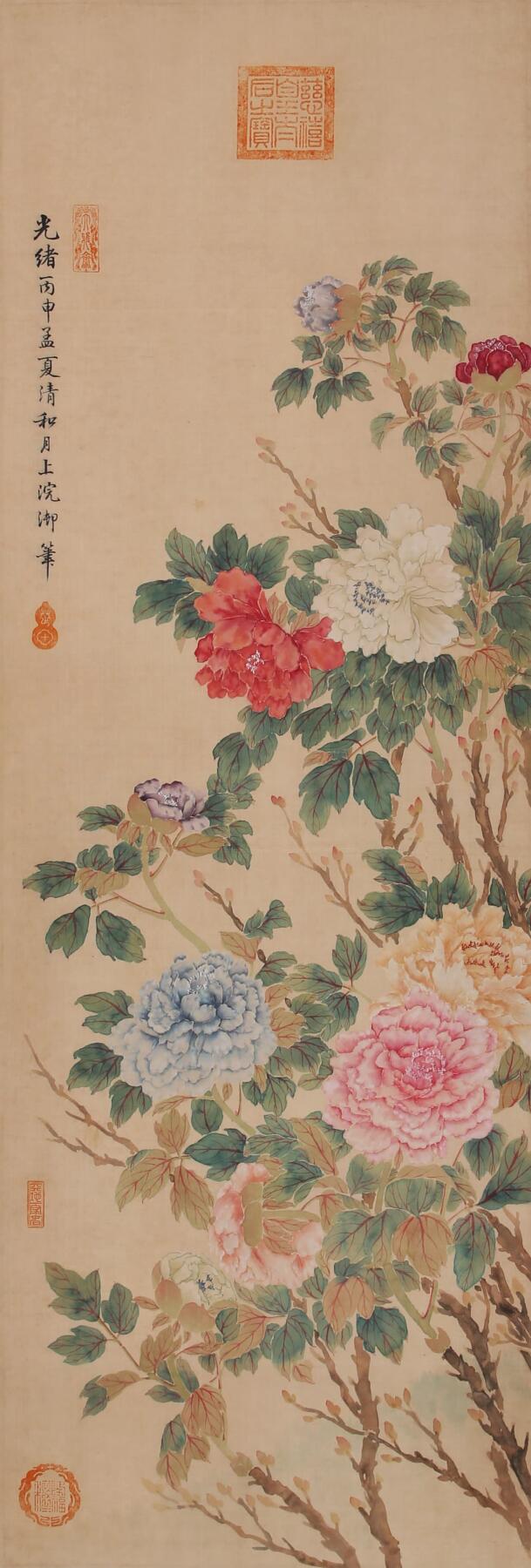 合拍寒食雅集-中国书画 慈禧太后 牡丹 105×35cm