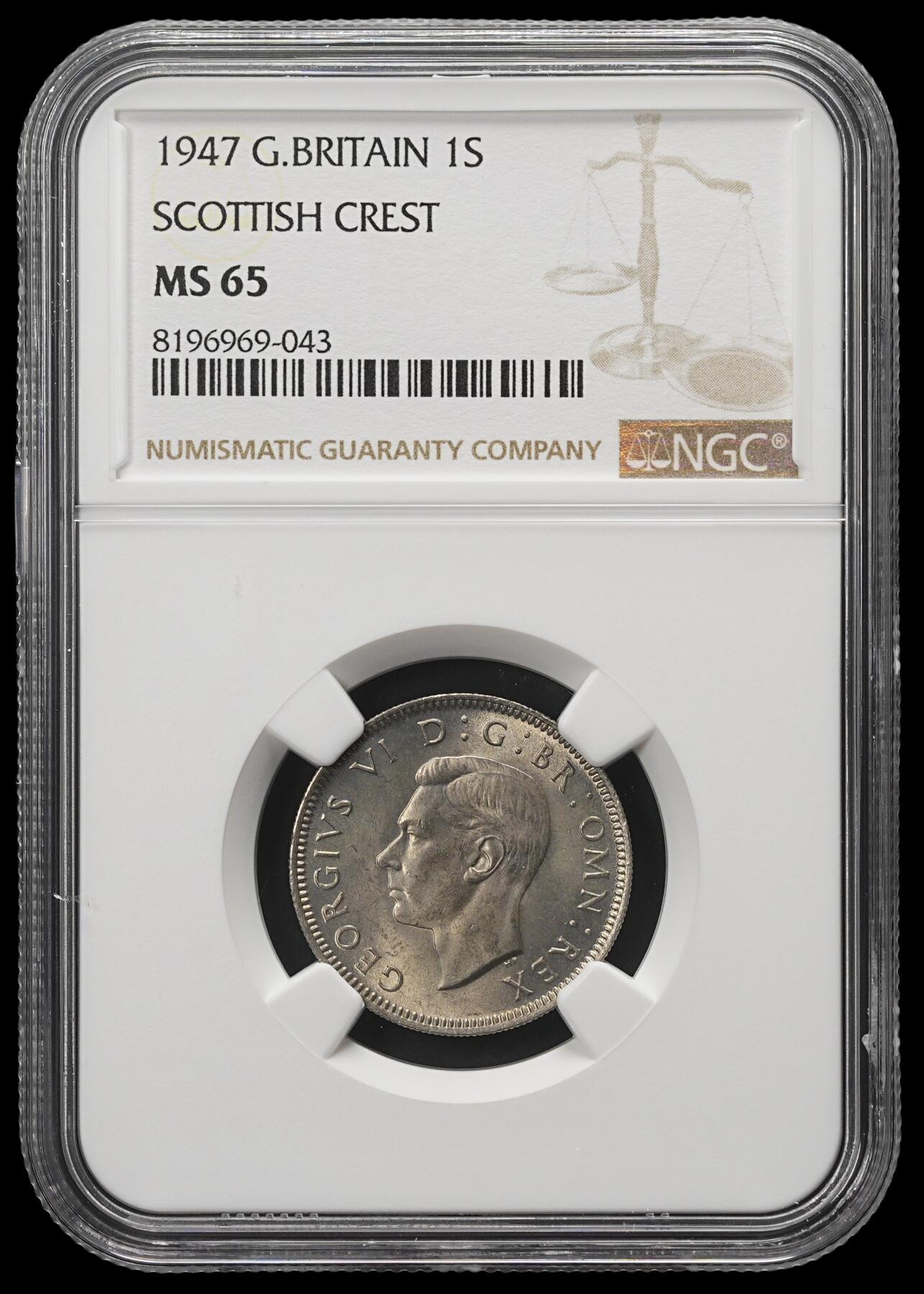 修遠堂世界钱币第四十二期 全场包邮 NGC MS65 1947年英国1先令