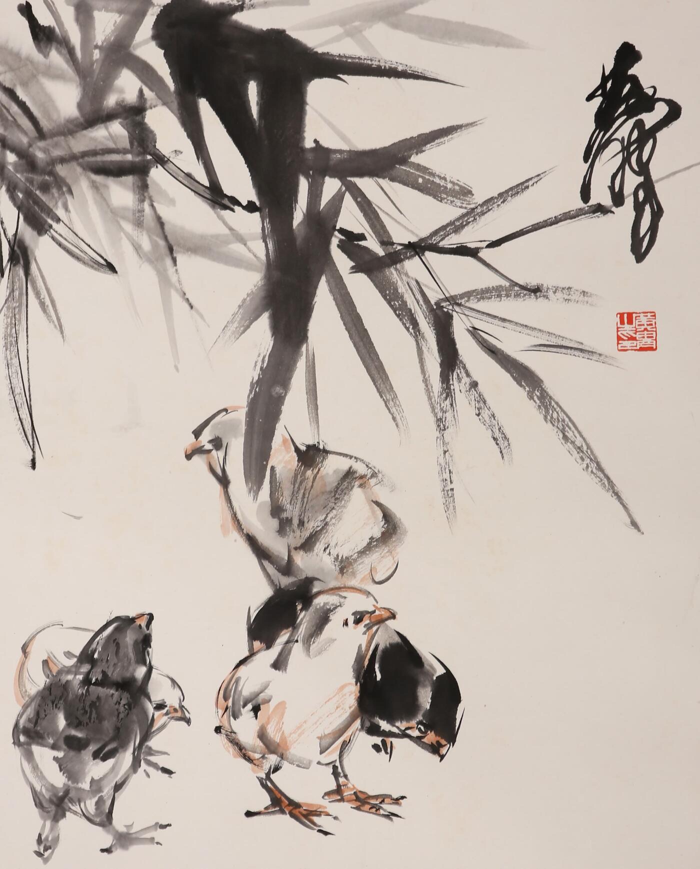 合拍寒食雅集-中国书画 黄胄 竹鸡图 52×42cm