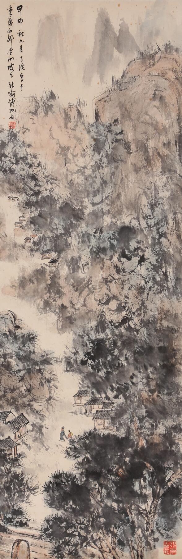 合拍寒食雅集-中国书画 傅抱石 山水人物 100×33cm