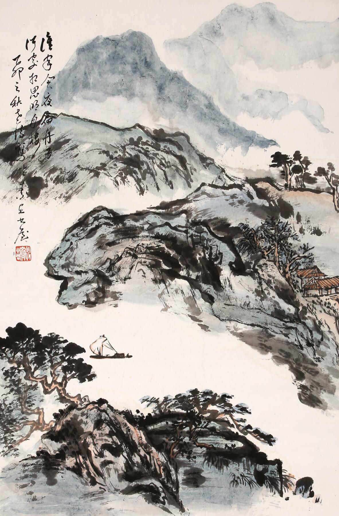 合拍寒食雅集-中国书画 晏济元 山水 68×45cm