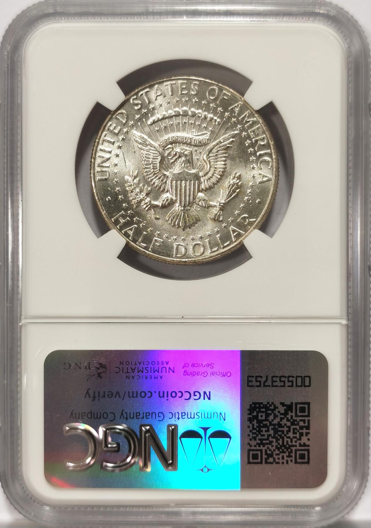 博洋堂世界钱币拍卖第094期（全场包邮） 美国1964年高银版肯尼迪半美元银币NGC-MS65，少见的D版，高分好状态