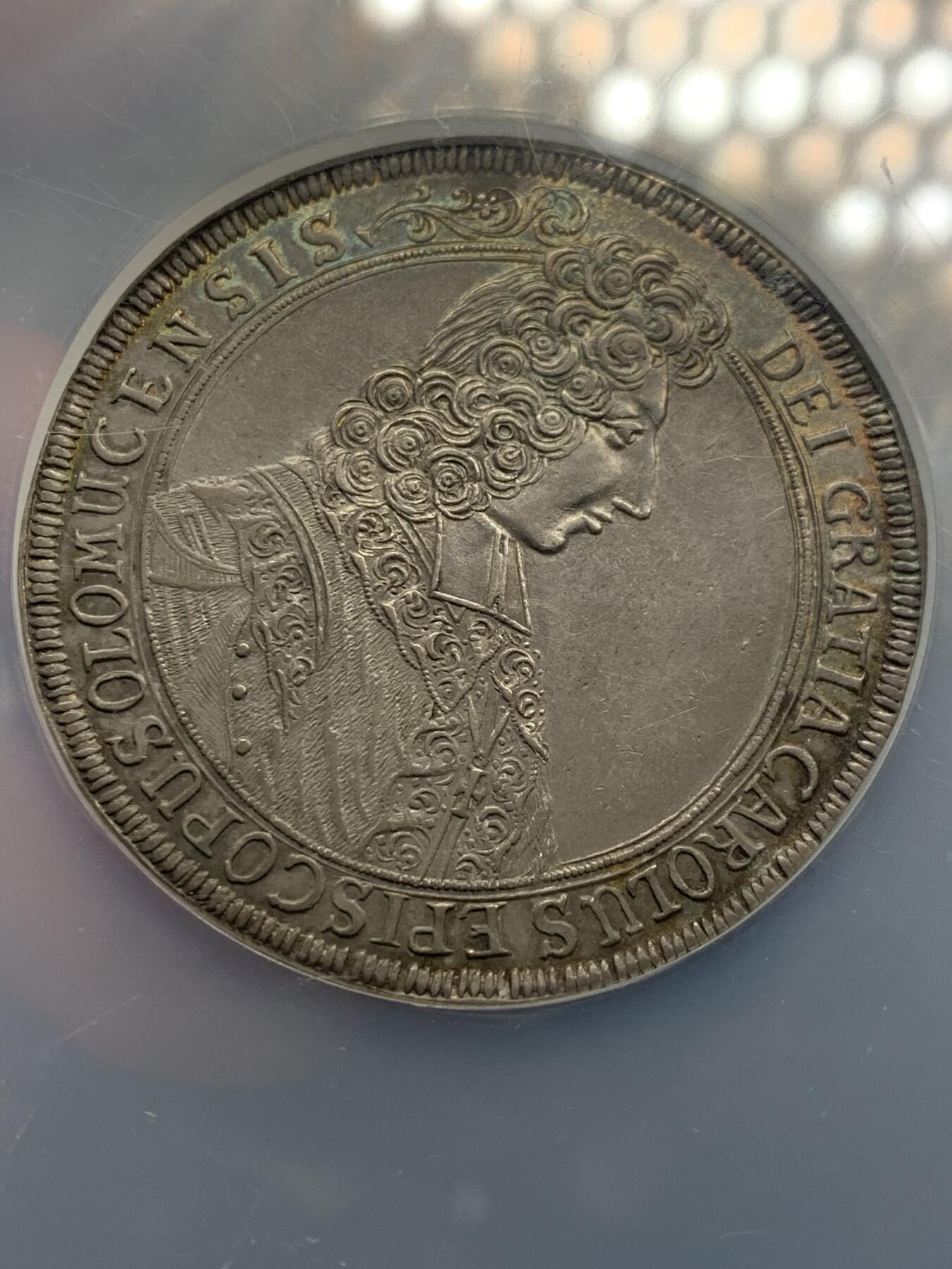 《竞宝斋》第313场 周日，周一 2场连拍 （全场包邮） NGC MS61 神圣罗马帝国 1705 波西米亚王国 奥洛穆茨主教区 泰勒大银币 细节高点都好 低评