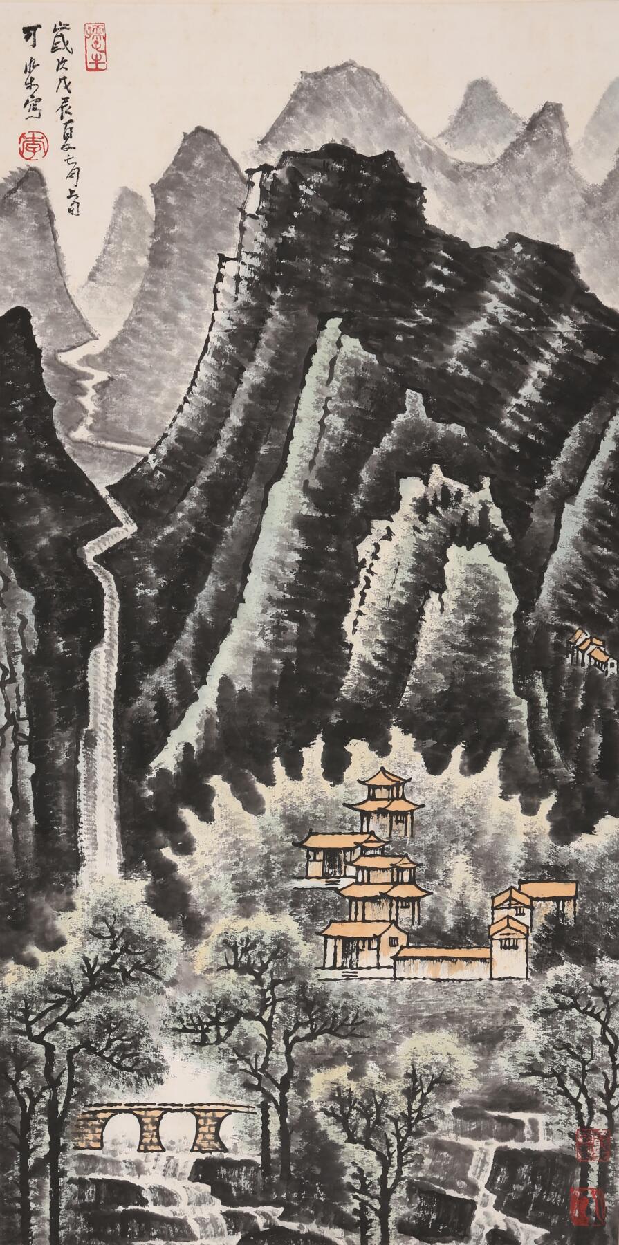 合拍寒食雅集-中国书画 李可染 山水 96×48cm