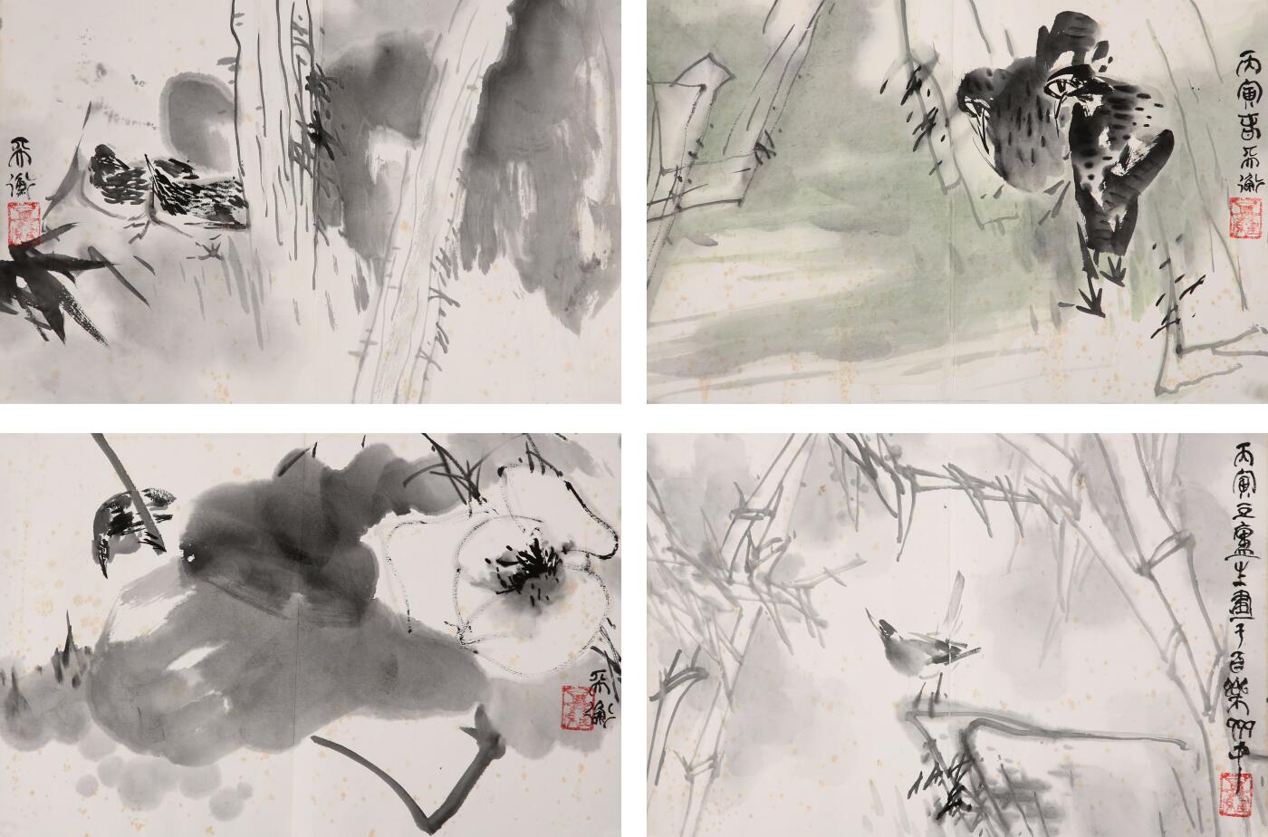合拍寒食雅集-中国书画 韩天衡 花鸟四帧 31×45cm×4