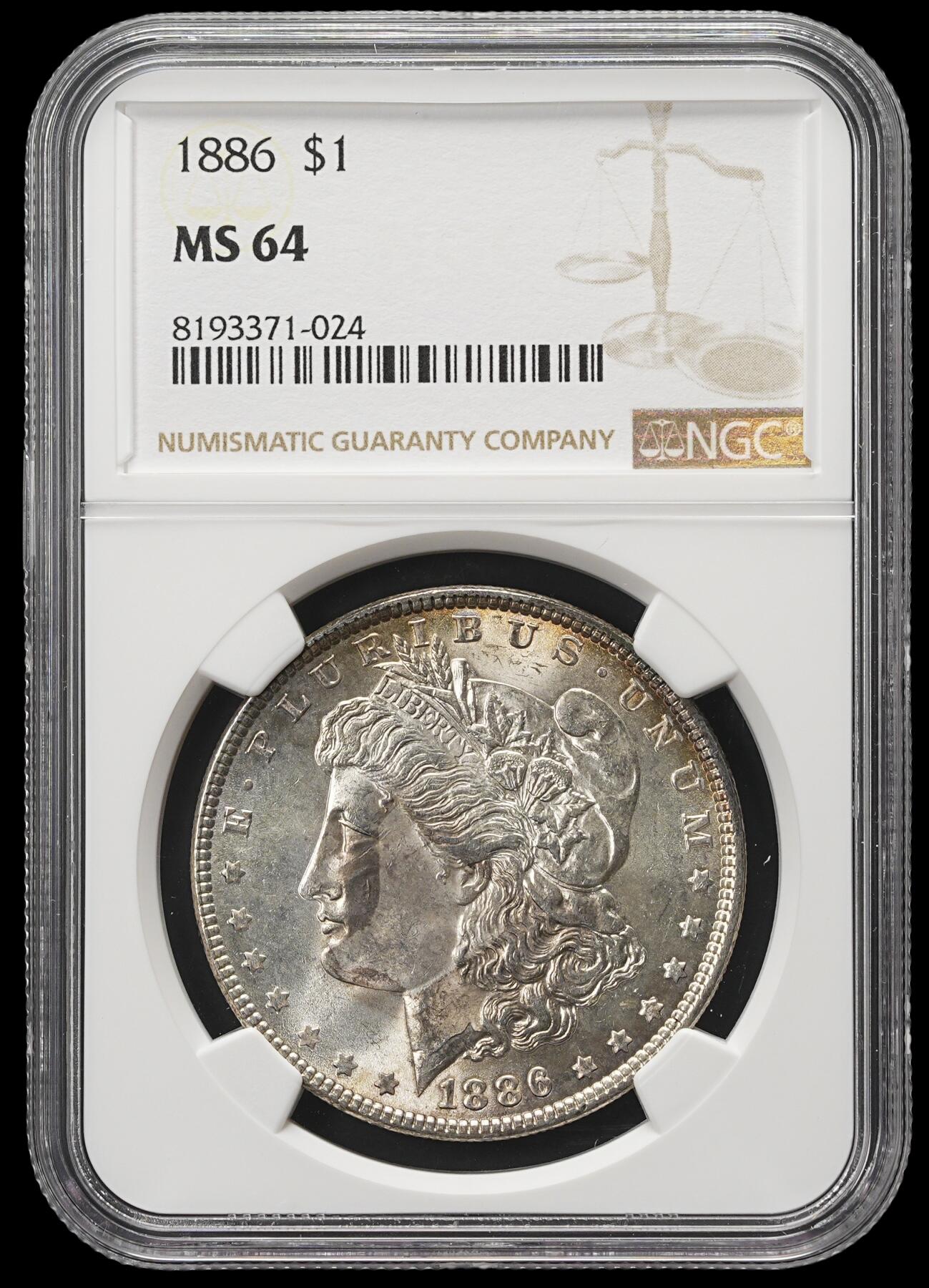 修遠堂世界钱币第四十二期 全场包邮 NGC MS64 1886年摩根大银币