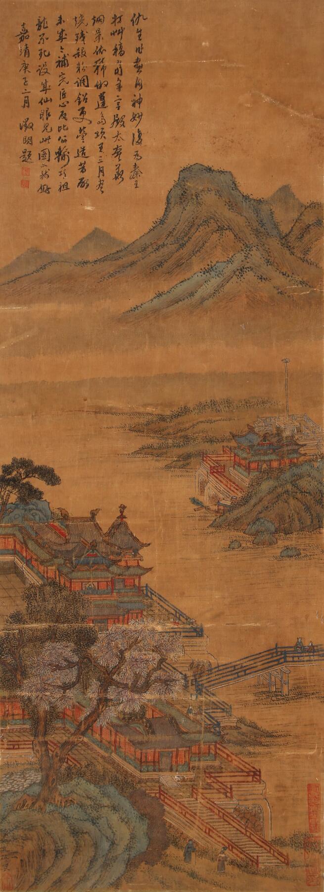 合拍寒食雅集-中国书画 仇英 山水 79×28cm