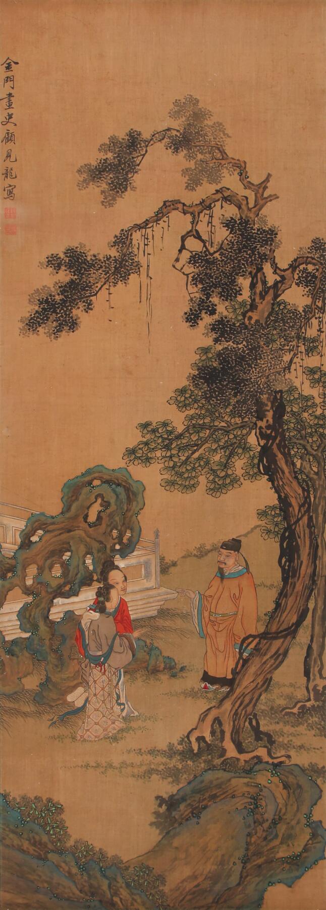 合拍寒食雅集-中国书画 顾见龙 人物故事 117×41cm