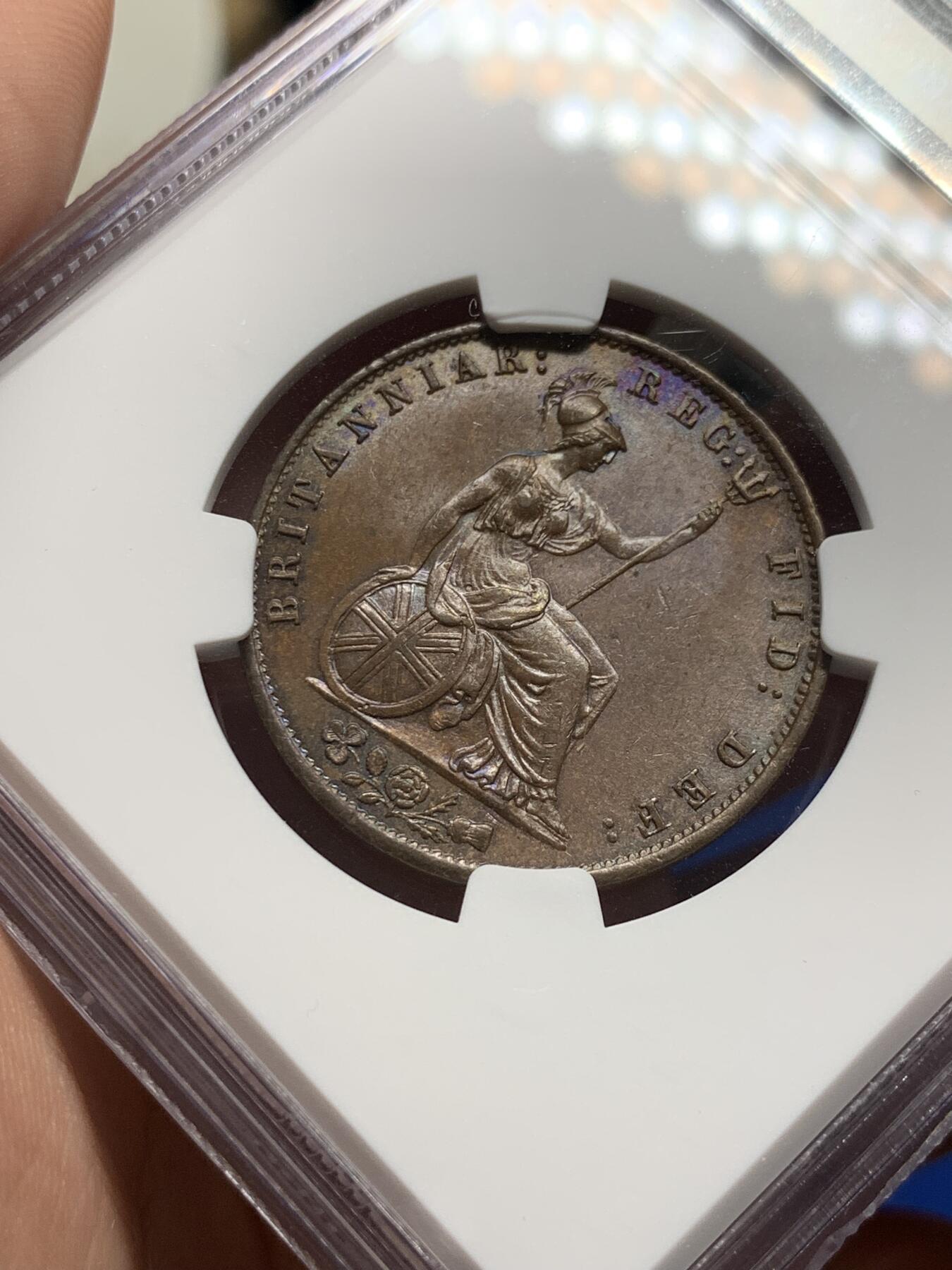 《竞宝斋》第313场 周日，周一 2场连拍 （全场包邮） NGC MS63BN 英国1854年小维半便士铜币
