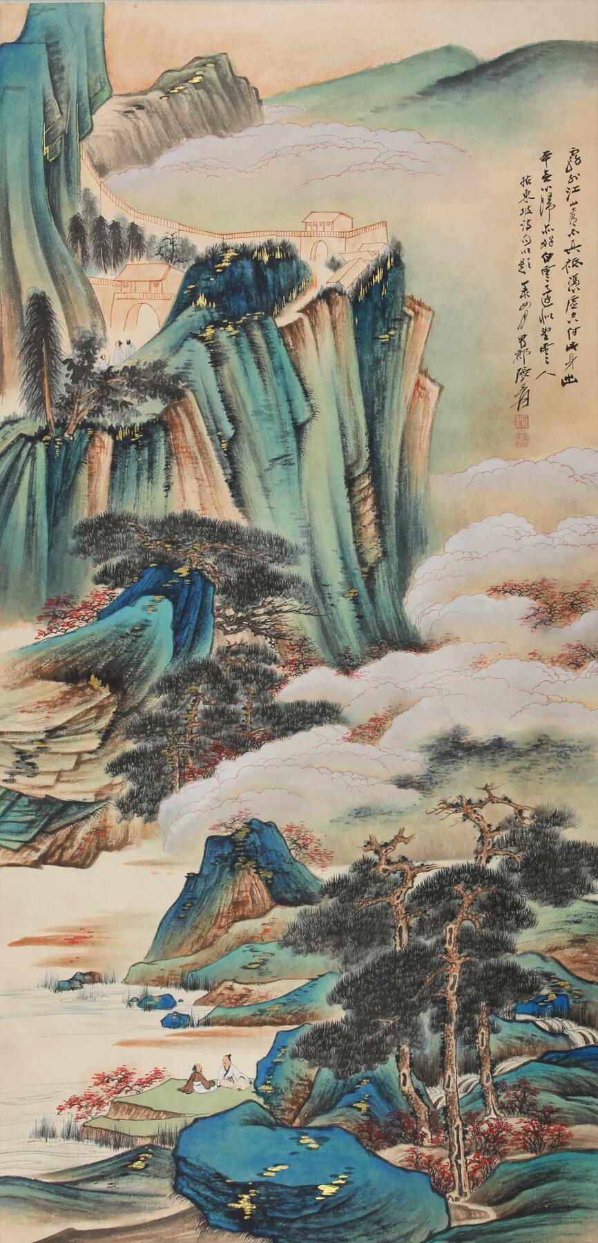 合拍寒食雅集-中国书画 张大千 山水人物 133×63cm