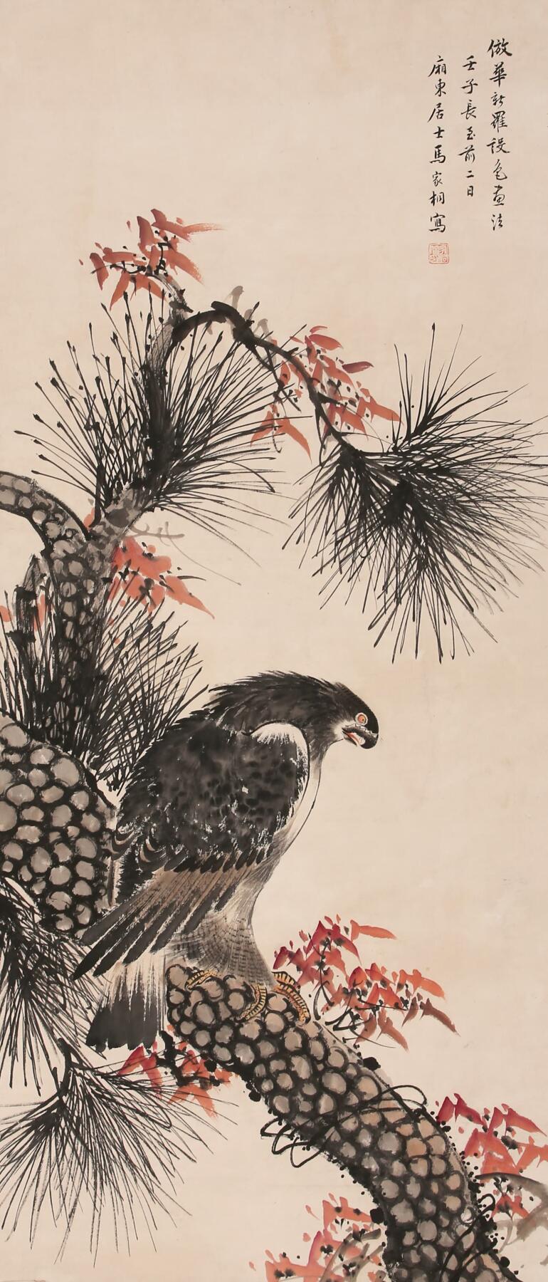 合拍寒食雅集-中国书画 马家桐 松鹰 108×47cm
