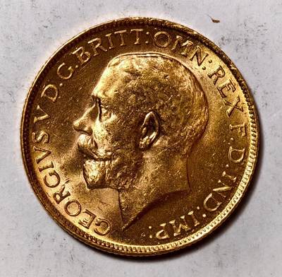 紫瑗钱币——第492期 - 南非 1927年 乔治五世 马剑 1索维林(磅) 8克 0.917金 UNC