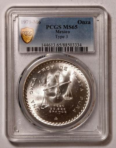 紫瑗钱币——第512期 - 墨西哥 1979年 MO 天平铸币机 银币 1盎司 PCGS MS65