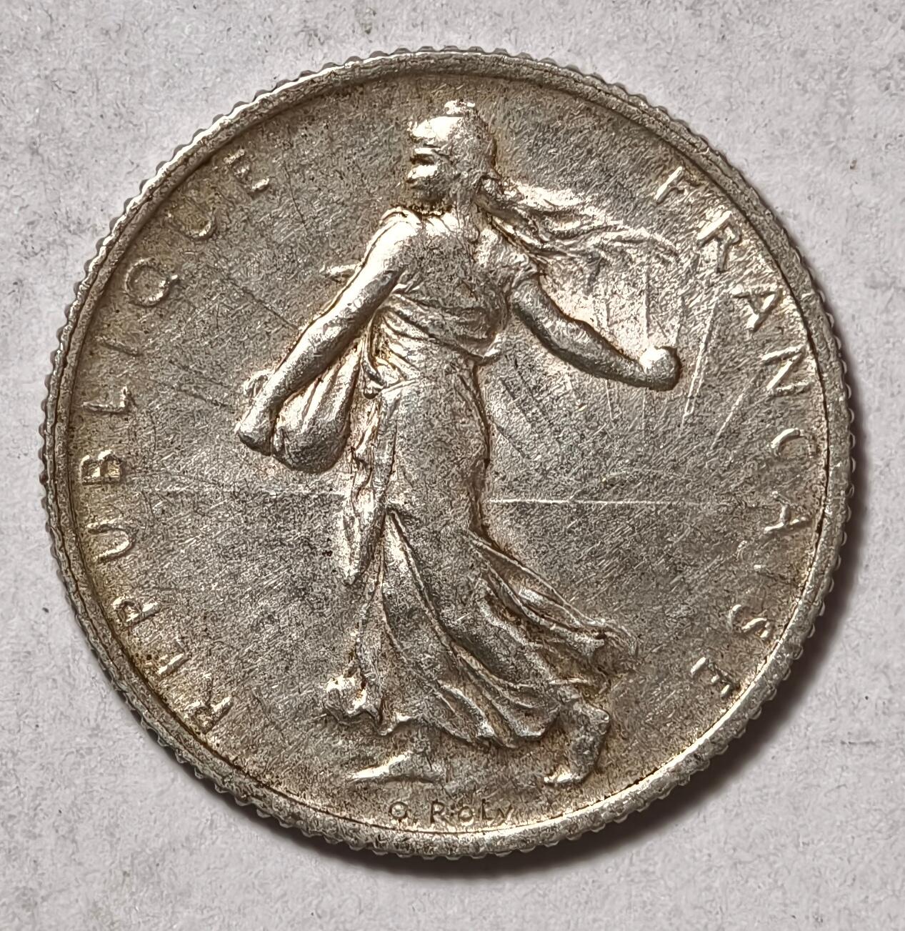 紫瑗钱币——第434期 法国 1914年 播种女神 1法郎 5克 0.835银 UNC 