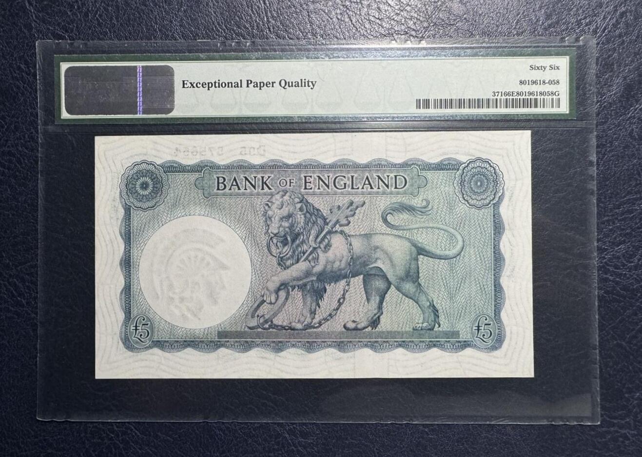收藏联盟Quantum Auction 第381期拍卖  英国1957-67年5镑 PMG66 帝国女神