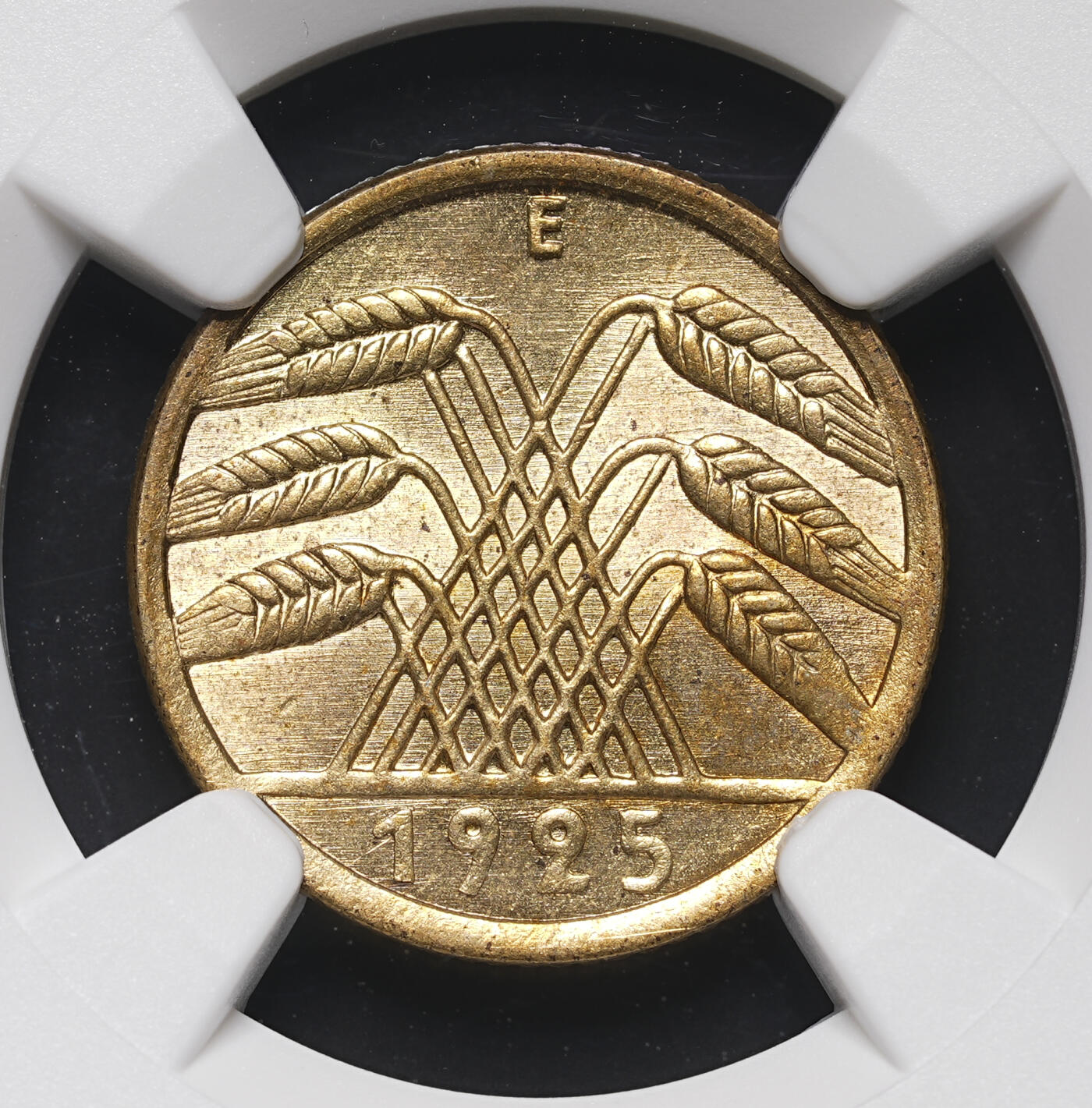 修遠堂世界钱币第四十二期 全场包邮 NGC MS65 1925年魏玛政府5芬尼 E厂铭