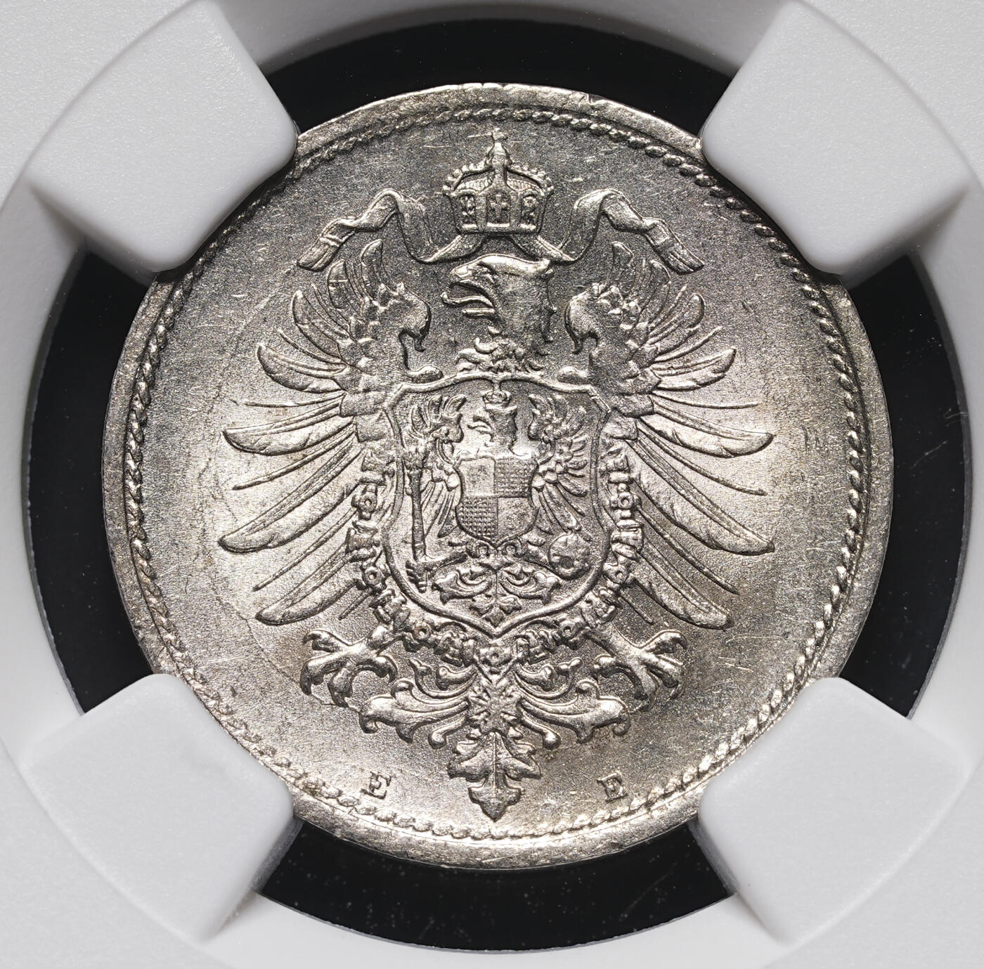 修遠堂世界钱币第四十二期 全场包邮 NGC MS62 1875年德国10芬尼 短翅鹰 E厂铭