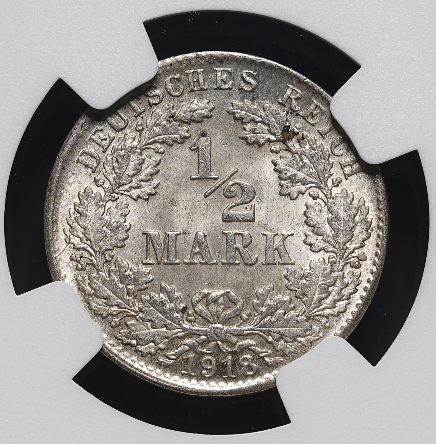 修遠堂世界钱币第四十二期 全场包邮 NGC MS66 1918年德国1/2马克银币