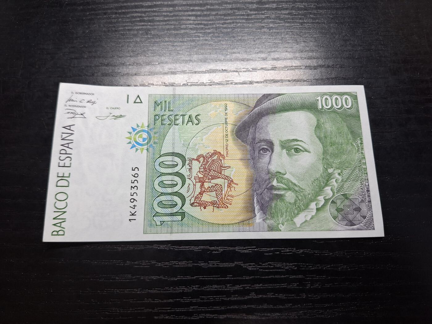 博彦收藏10月10日晚上8点 钱币专场 西班牙1000比塞塔 AU9品