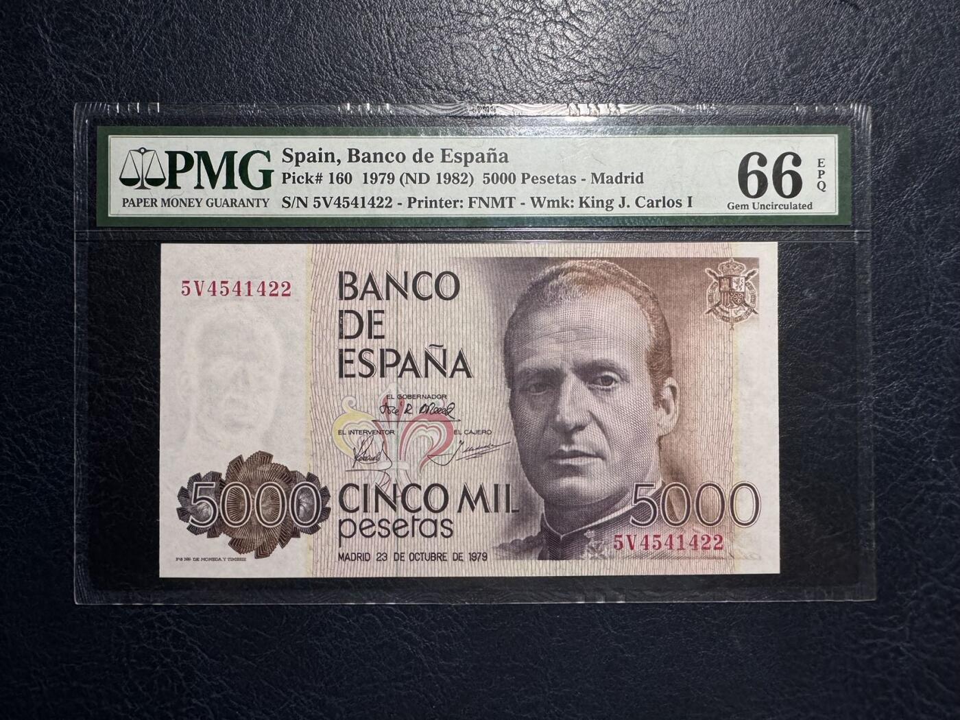 收藏联盟Quantum Auction 第381期拍卖  西班牙1979年5000比塞塔 PMG66 马德里大王宫