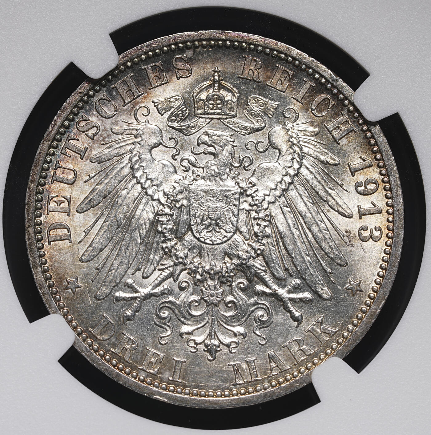 修遠堂世界钱币第四十二期 全场包邮 NGC MS64 1913年威廉二世执政25周年纪念3马克银币