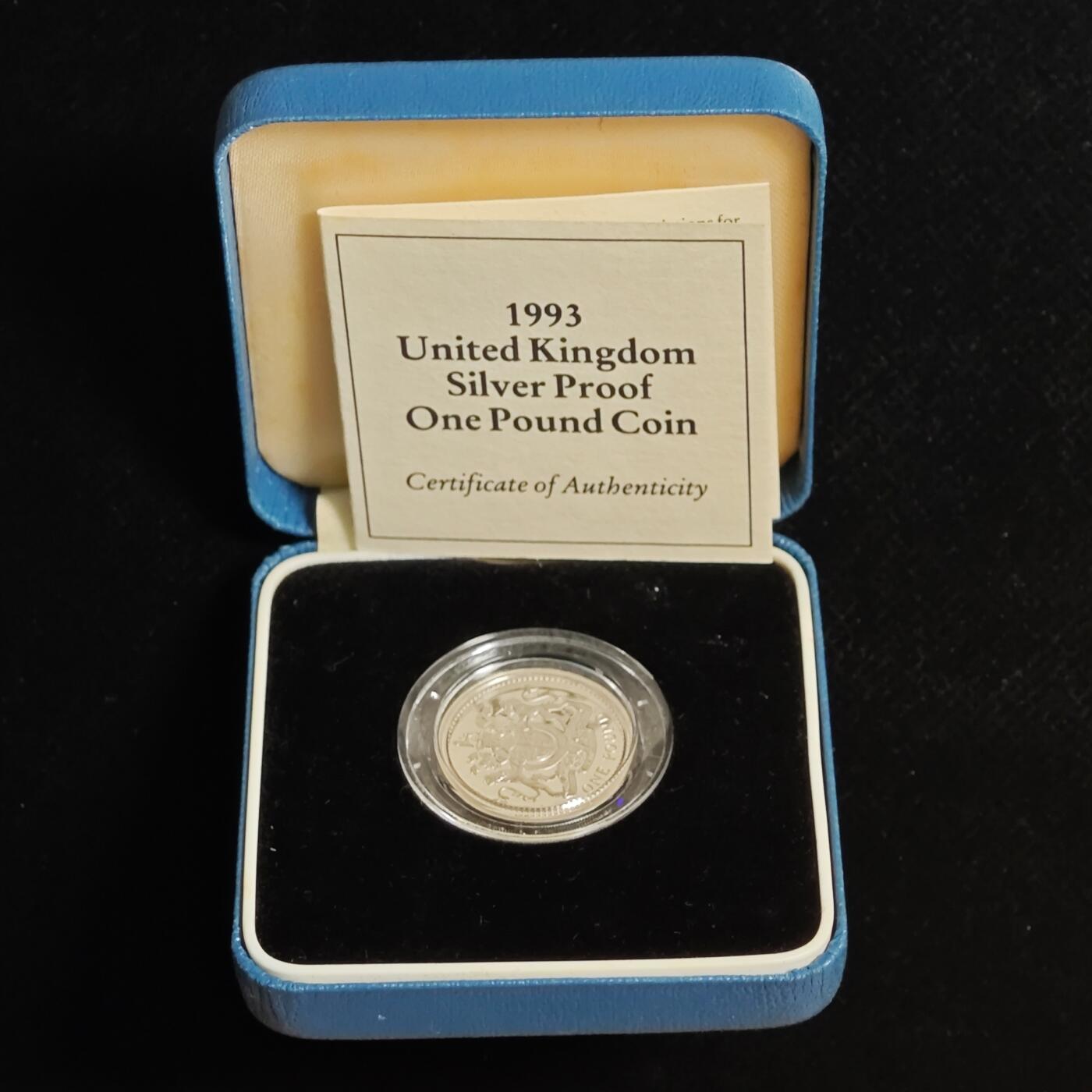 金瓯世界币章小拍第二期 —— 欢度国庆 英国1993年英国纹章1镑精制银币 带盒证