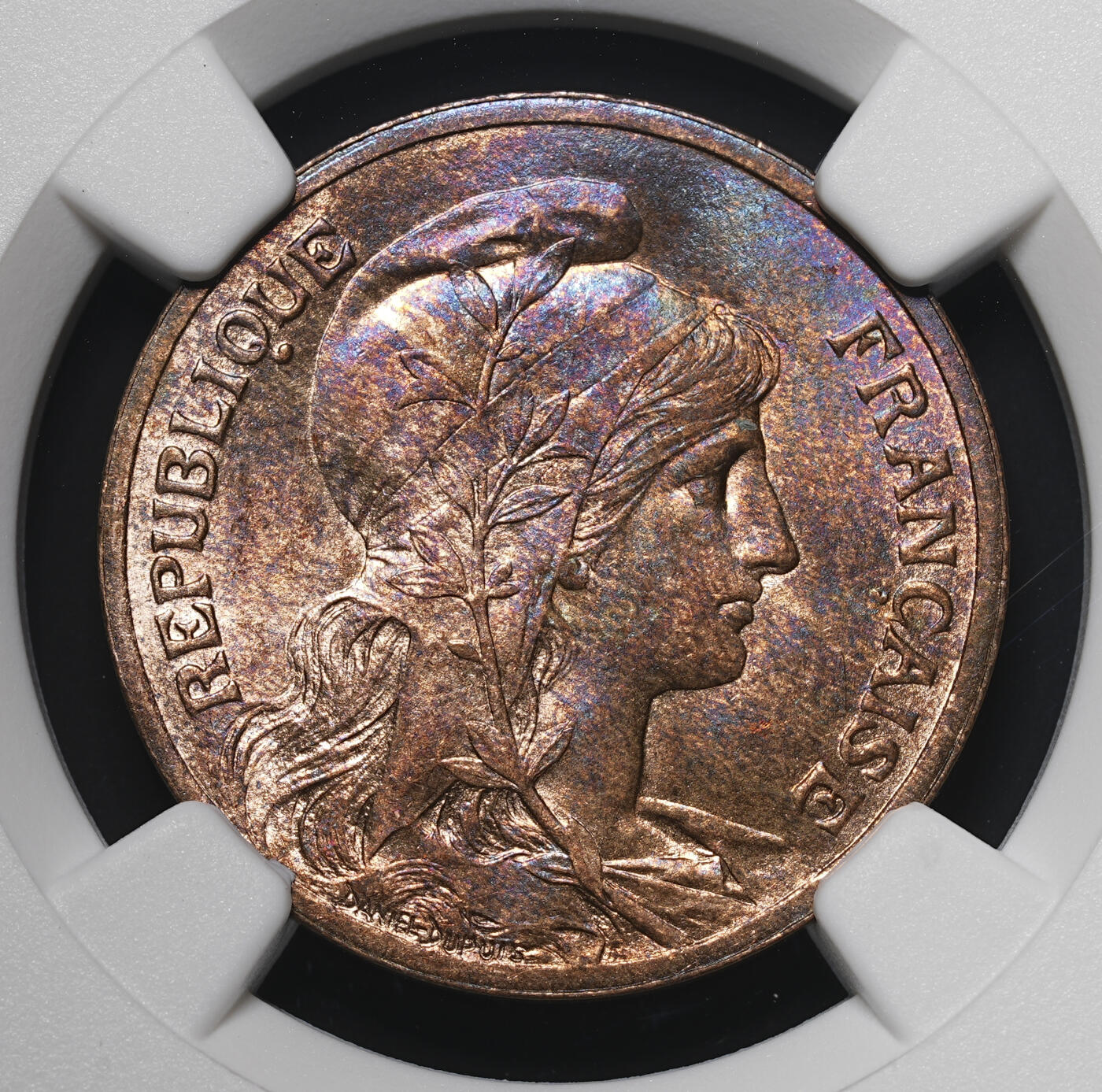 修遠堂世界钱币第四十二期 全场包邮 NGC MS64RB 1900年法国5分铜币