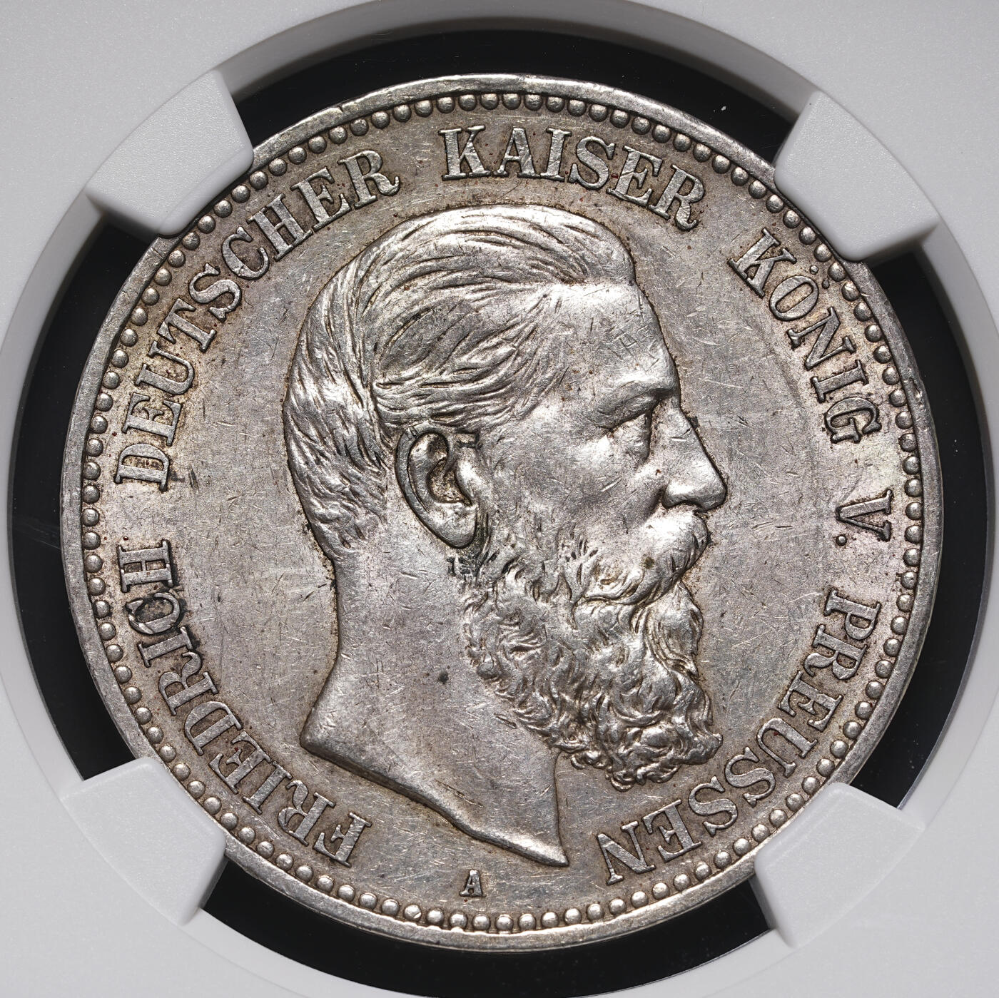 修遠堂世界钱币第四十二期 全场包邮 NGC AU55 1888年普鲁士弗里德里希三世5马克银币
