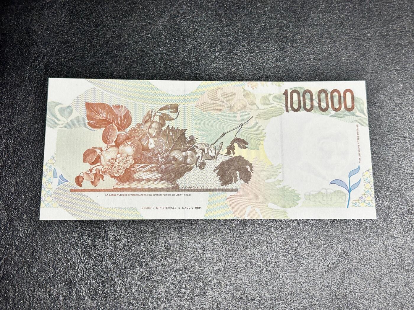 《外钞收藏家》第四百二十三期（连拍场） 1994年意大利10万里拉 全新UNC
