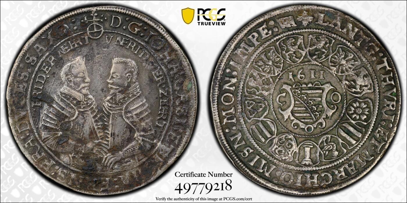 博洋堂世界钱币拍卖第094期（全场包邮） PCGS XFD 1611年德国萨克森泰勒大银币 传世老味道 细节好 人像清晰非常难得