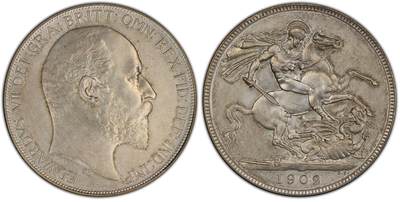 博洋堂世界钱币拍卖第094期（全场包邮） - PCGS PR62-Matte  英国1902爱德华七世精制磨砂马剑克朗，经典欧洲包浆，状态极佳，几乎无划痕。大概率可以达到63分