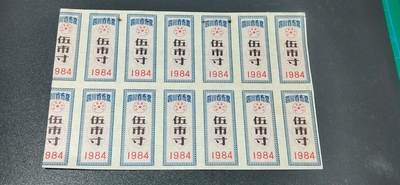 票证拍场，都是整版或者联票 - 1984年四川省布票，伍市寸，大联票，
