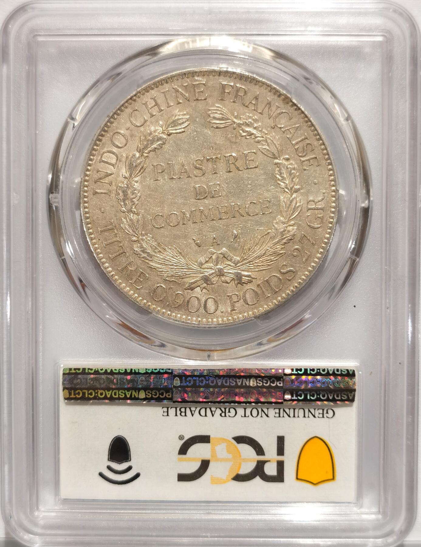 博洋堂世界钱币拍卖第094期（全场包邮） PCGS AU 法属印支1909坐洋1P，人物细节和底板均不错，原味黄油彩