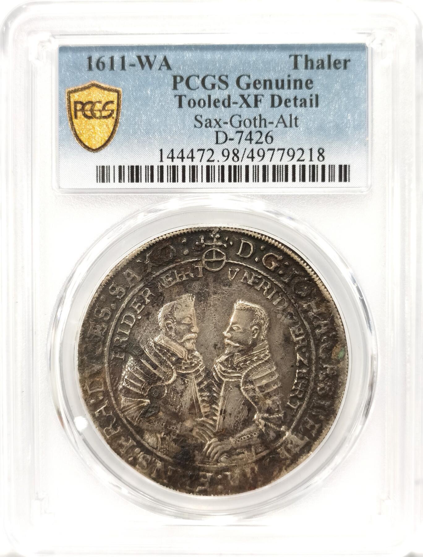博洋堂世界钱币拍卖第094期（全场包邮） PCGS XFD 1611年德国萨克森泰勒大银币 传世老味道 细节好 人像清晰非常难得