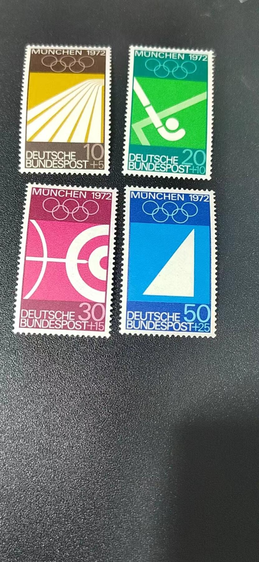 德国邮票专场，都是套票 德国邮票一套，1969年发行，西德 举办 1972年第20届慕尼黑奥运会4全，品相如图