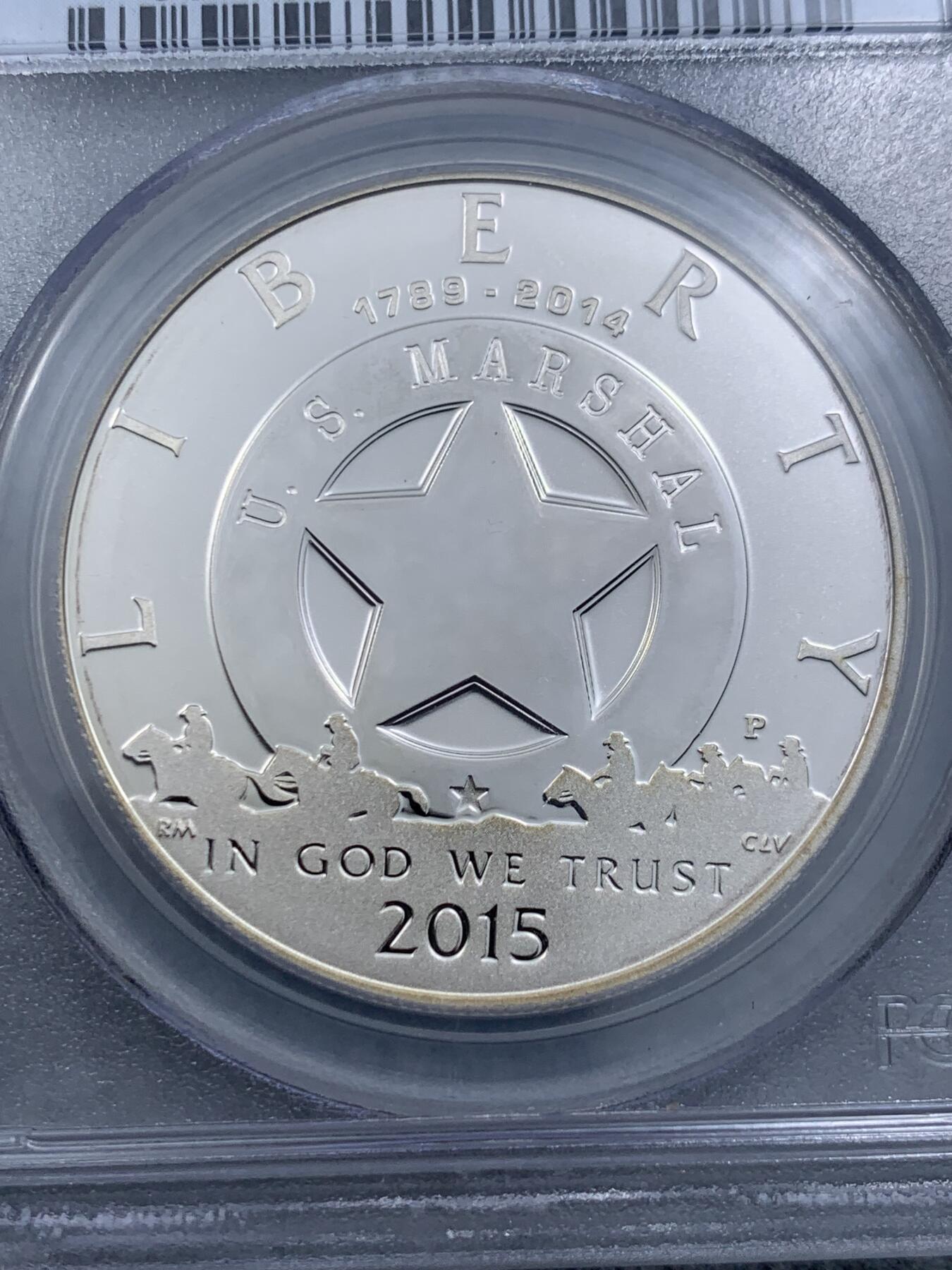 《竞宝斋》第314场 周日，周一，周二  3场连拍 （全场包邮） PCGS PR69DCAM 美国2015年联邦探员1美元精制纪念银币，发行量38149枚。PROOF精制币，币面清爽干净又漂亮，状态一流。