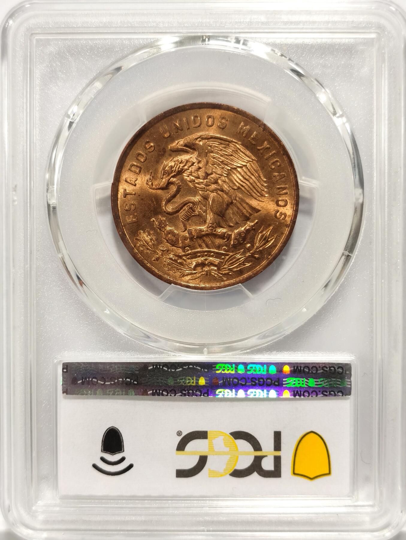 博洋堂世界钱币拍卖第094期（全场包邮） PCGS MS66RD 墨西哥1966年20分鹰洋铜币，顶级RD状态，仅有5枚更高分