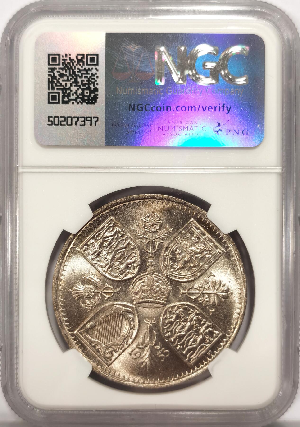 博洋堂世界钱币拍卖第094期（全场包邮） NGC MS65 英国1953年伊丽莎白二世登基纪念克朗