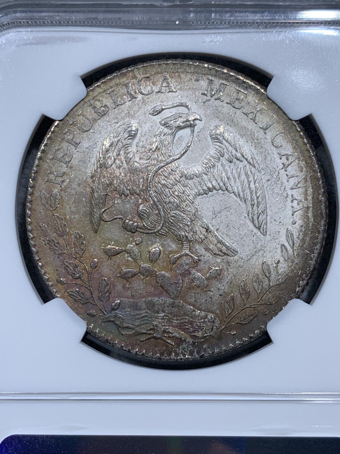 《竞宝斋》第314场 周日，周一，周二  3场连拍 （全场包邮） NGC MS61 墨西哥 1897ZS FZ 8R花边鹰洋 银币