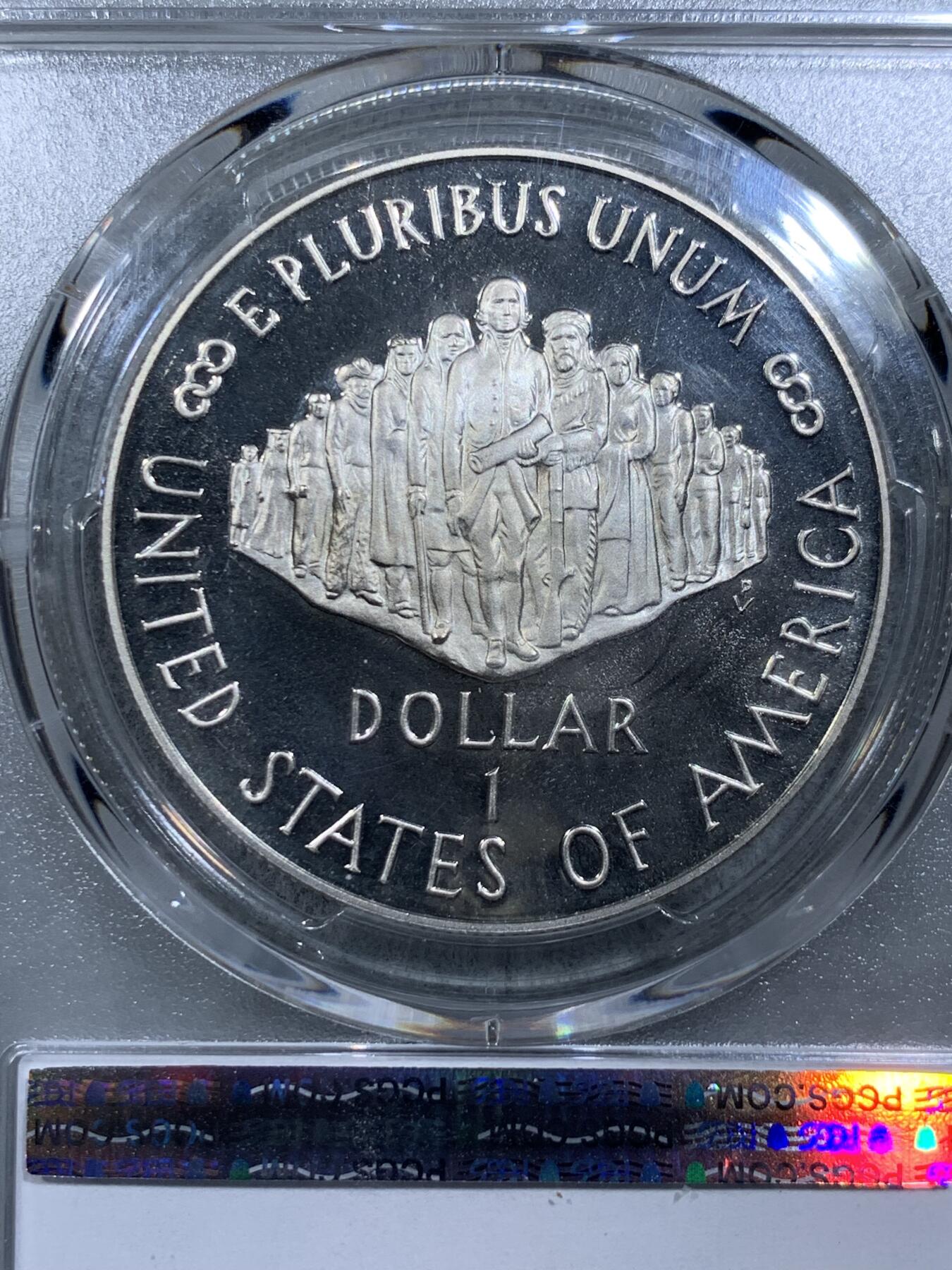《竞宝斋》第314场 周日，周一，周二  3场连拍 （全场包邮） PCGS PR68DCAM 美国1987年纪念美国宪法200周年精制高银纪念银币，克劳斯获奖币，做工精细，无氧化，光度非常好，镜面工艺