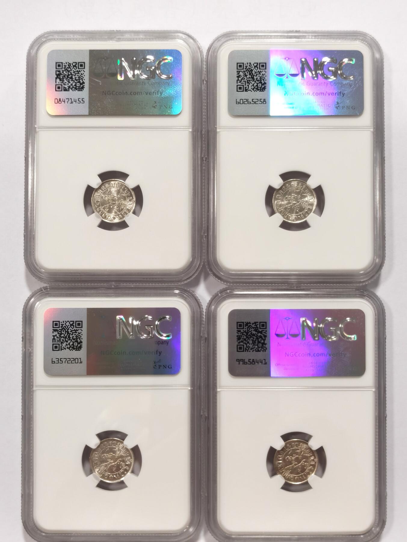 博洋堂世界钱币拍卖第094期（全场包邮） NGC MS63/64 荷属东印度1941年1/10盾银币4枚一组