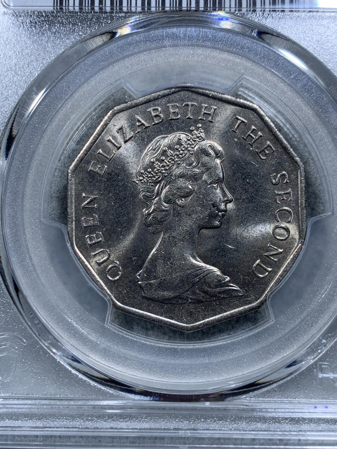 《竞宝斋》第314场 周日，周一，周二  3场连拍 （全场包邮） PCGS MS63 经典大热品种 1976香港多边形五元 两面转光 可藏品相 性价比高！