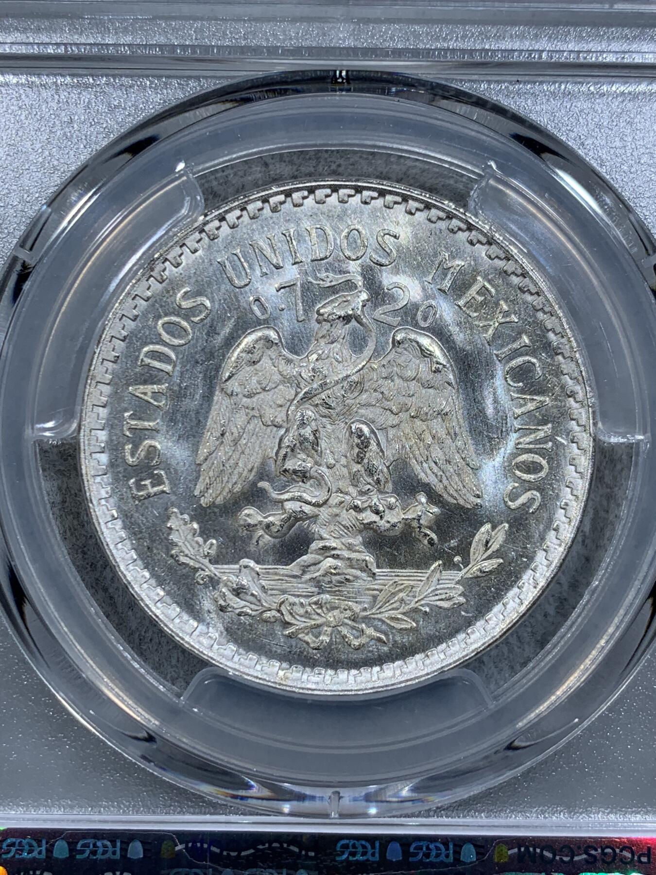 《竞宝斋》第314场 周日，周一，周二  3场连拍 （全场包邮） PCGS MS66 墨西哥1943年1比索鹰洋银币 底板光泽都很好