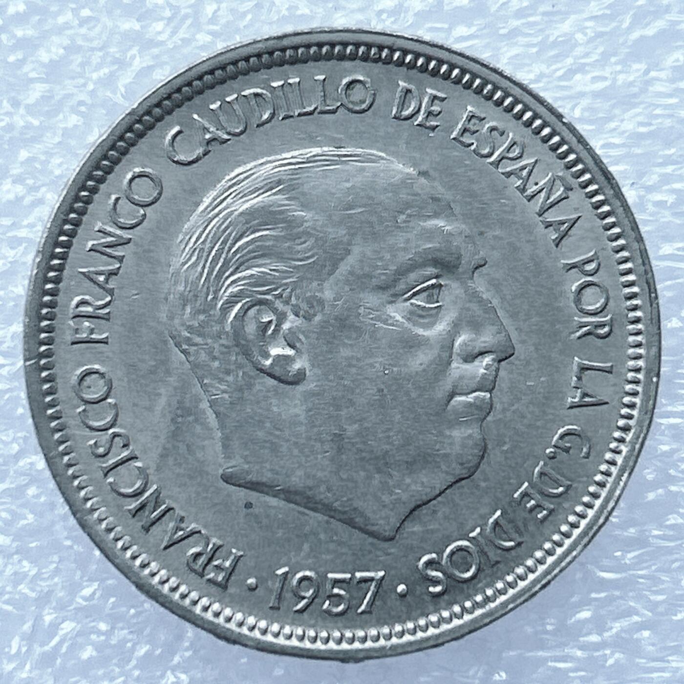 海外回流1元起拍小铺 各国钱币散币场 第17期 西班牙1957年50比塞塔 原光全新品